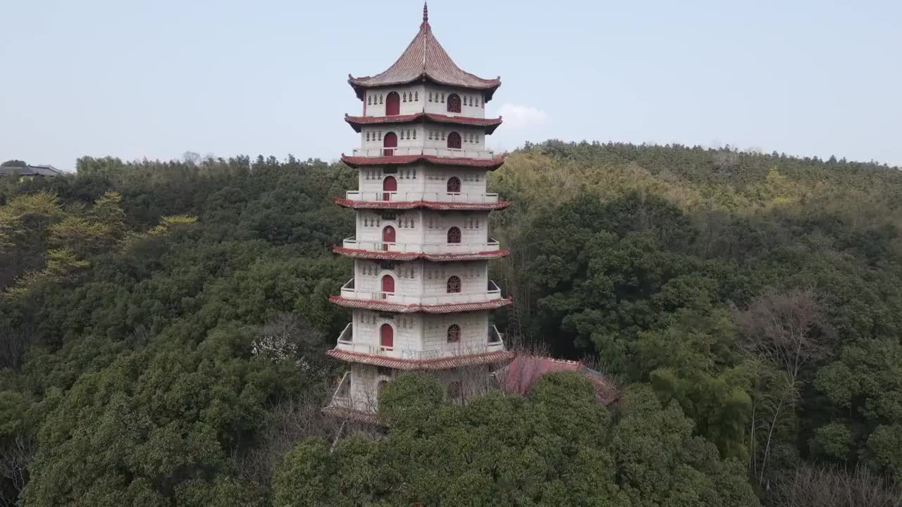 庐山东林寺4K航拍原素材视频素材