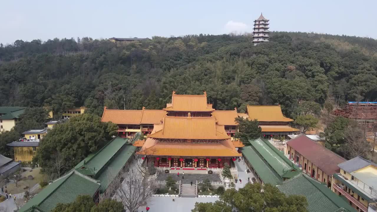 庐山东林寺4K航拍原素材视频素材