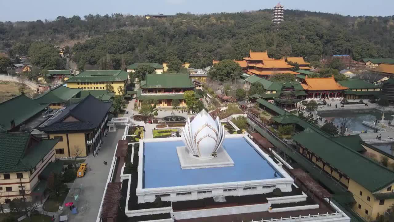 庐山东林寺4K航拍原素材视频素材