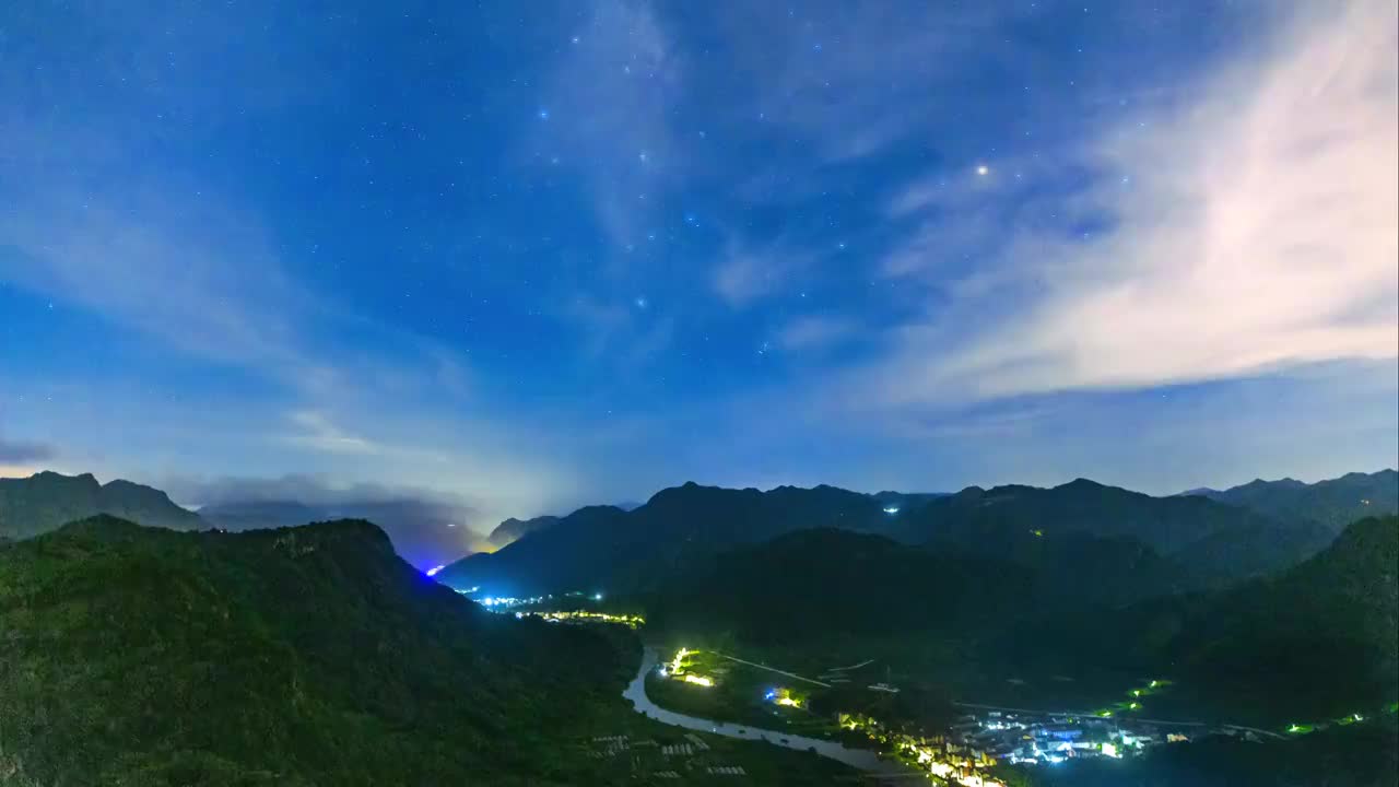 镜岭镇大古年村星空延时视频素材