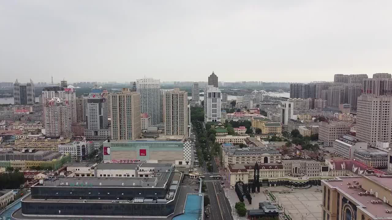 哈尔滨 地标 航拍素材 黑龙江 哈尔滨市 城市 商业 风光片视频素材