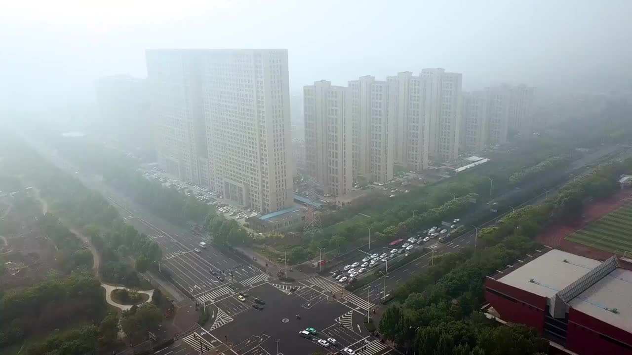 淄博  地标 航拍素材 山东 淄博市 城市 商业 风光片 4视频素材