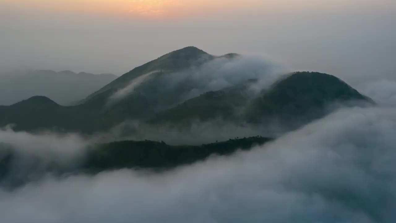 磐安高佬山风景区云海4K航拍延时短片视频素材