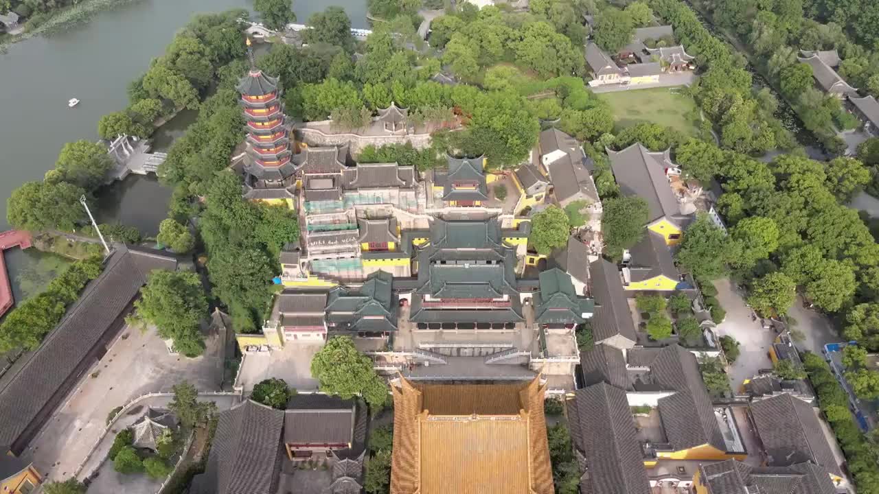 航拍镇江金山寺景区视频素材