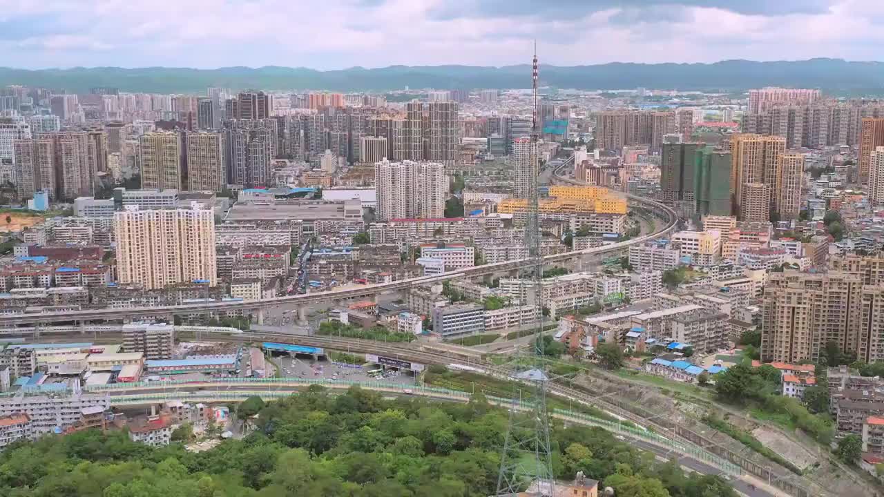 广西壮族自治区南宁市永和大桥蓝天城市航拍风光视频素材