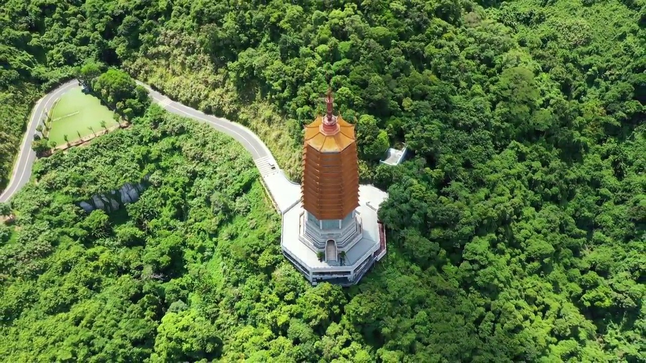 广东省深圳市罗湖区仙湖弘法寺航拍视频素材