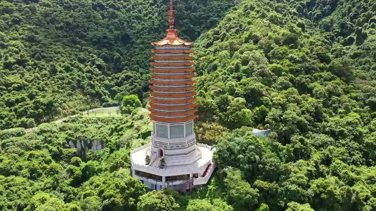 广东省深圳市罗湖区仙湖弘法寺航拍视频素材