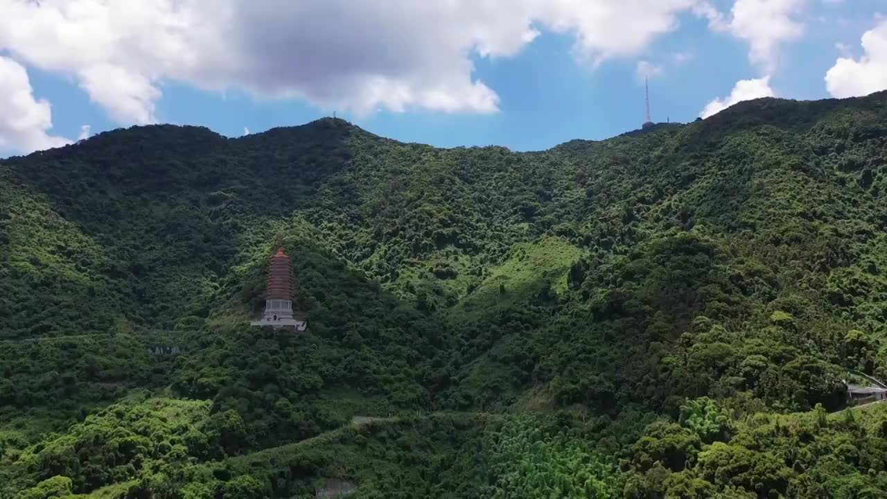 广东省深圳市罗湖区仙湖弘法寺航拍视频素材