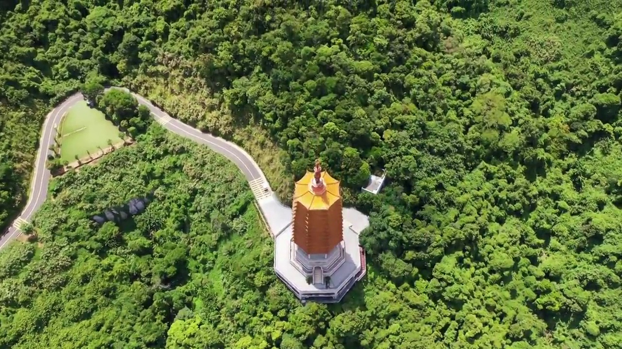 广东省深圳市罗湖区仙湖弘法寺航拍视频素材