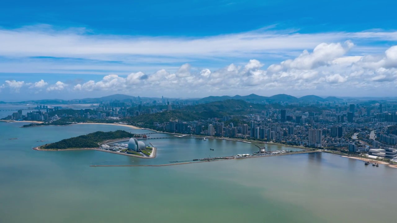 珠海大剧院航拍延时视频素材