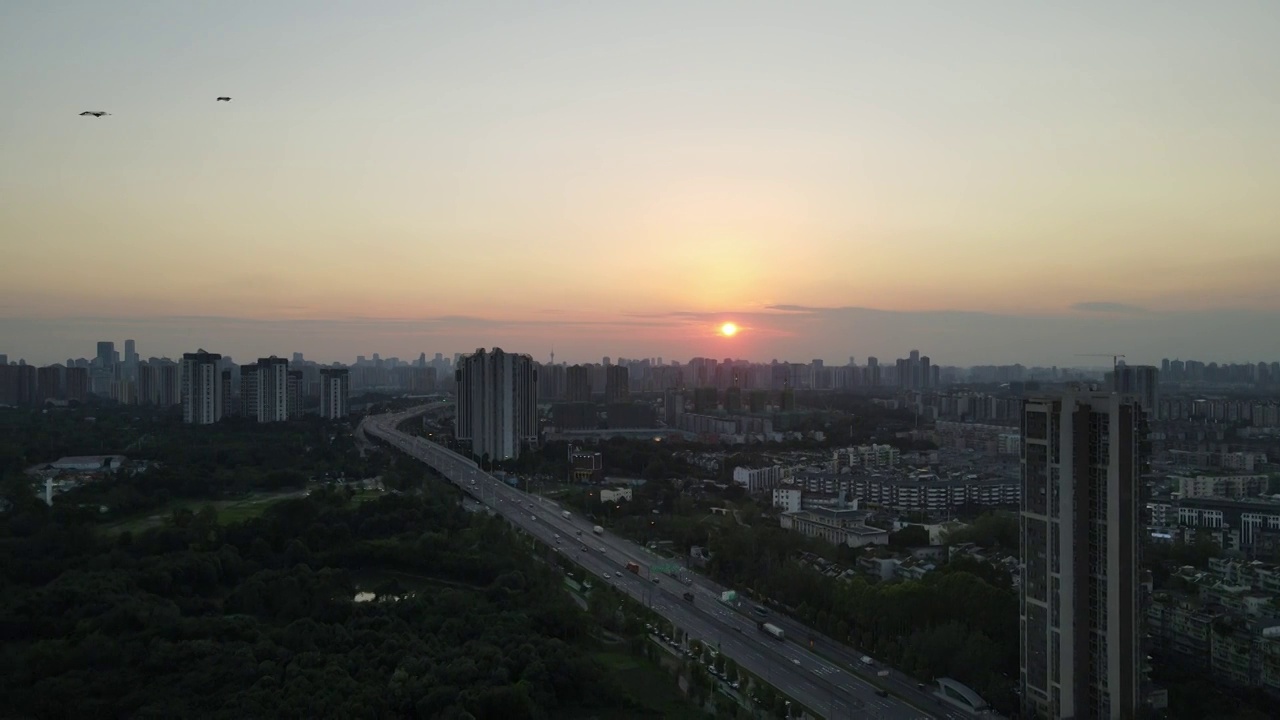 成都市青龙湖湿地公园湖泊航拍视频素材