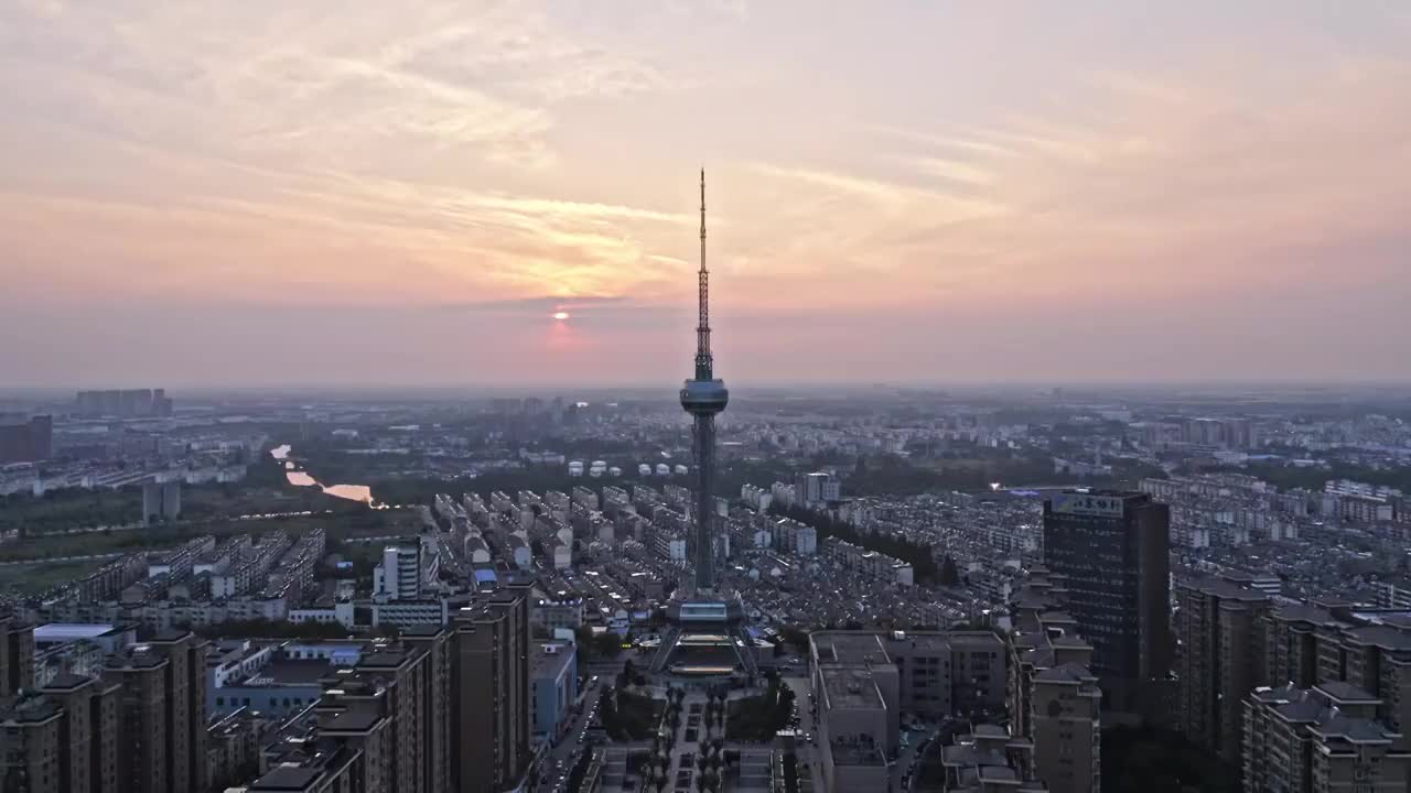 泰州电视塔日落视频素材