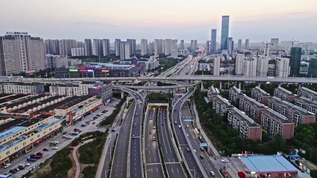 泰州市名流高架日落视频素材