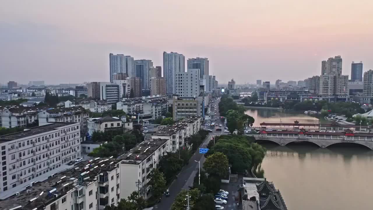 泰州凤城河日落视频素材