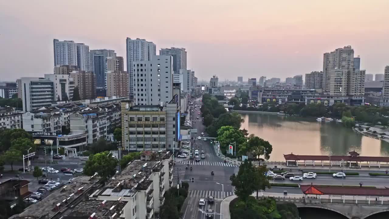 泰州凤城河日落视频素材