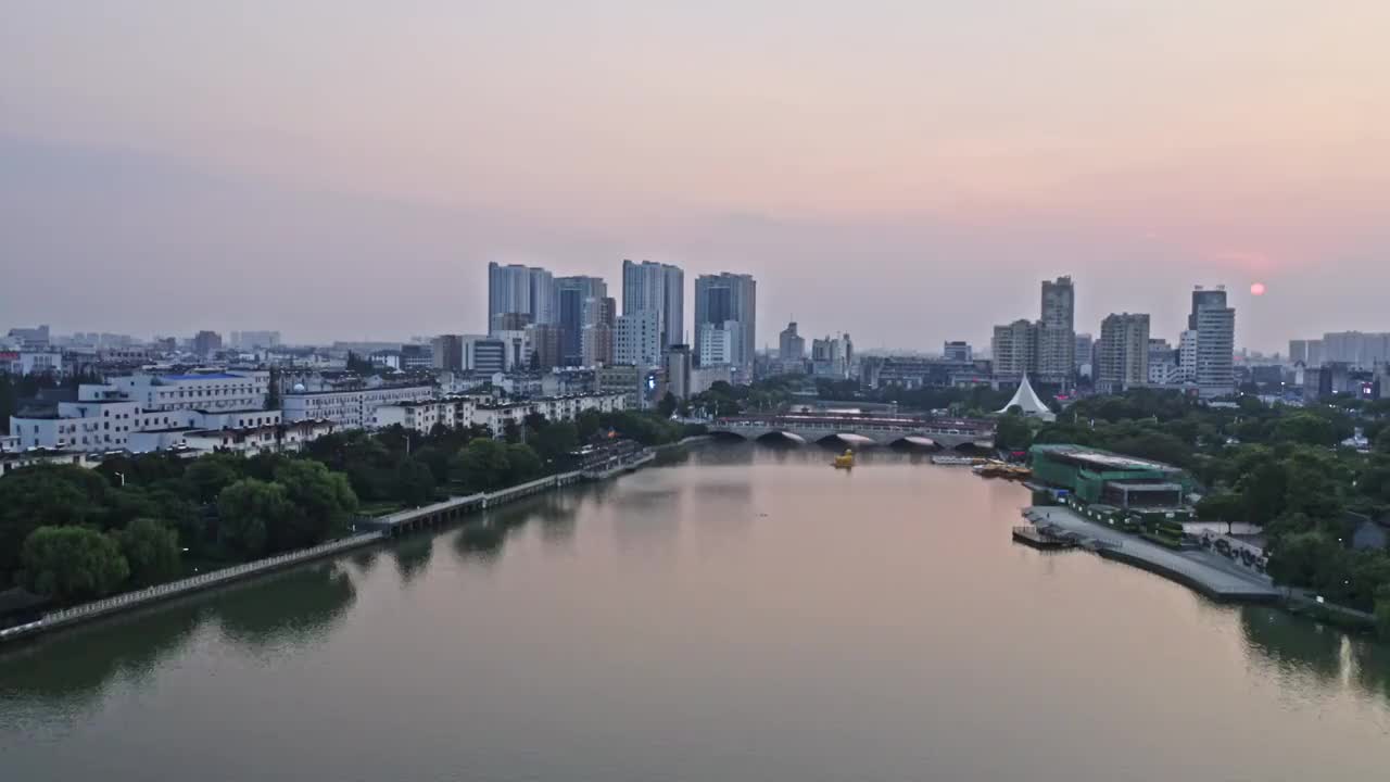 泰州凤城河日落视频素材