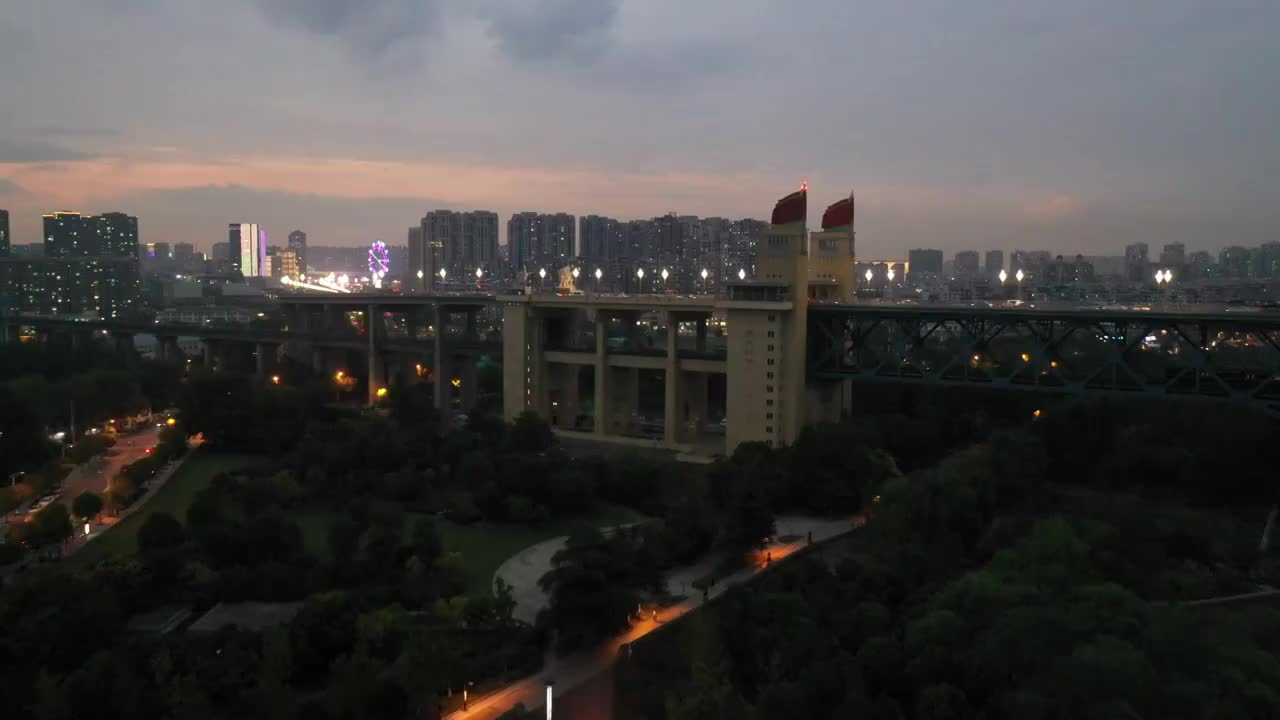 南京长江大桥夜景4K原素材视频素材