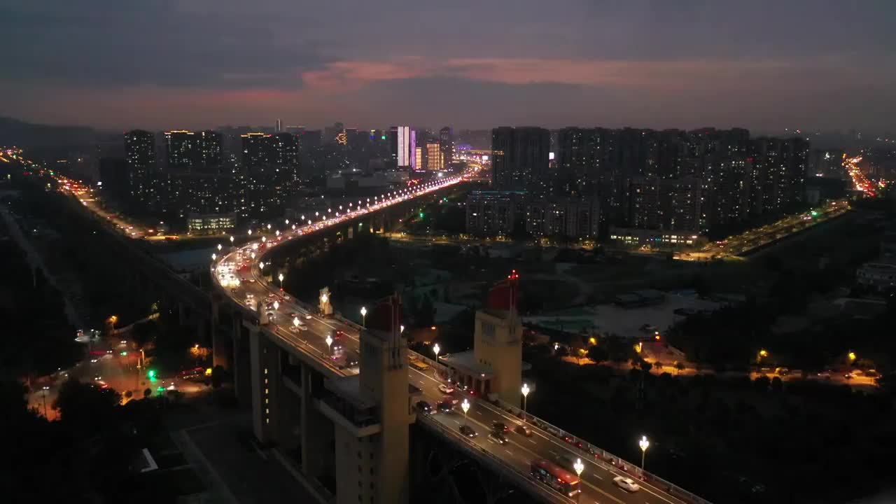 南京长江大桥夜景4K原素材视频素材