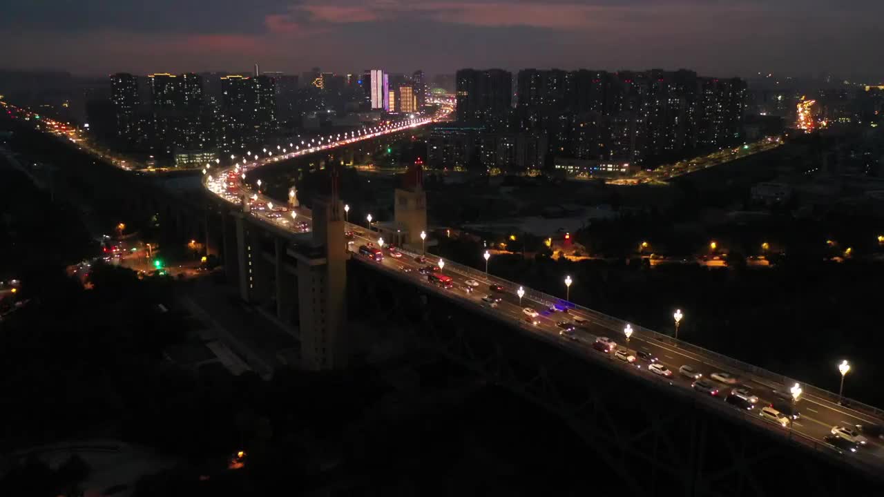 南京长江大桥夜景4K原素材视频素材