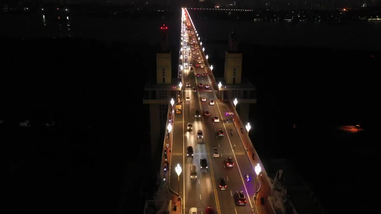 南京长江大桥夜景4K原素材视频素材