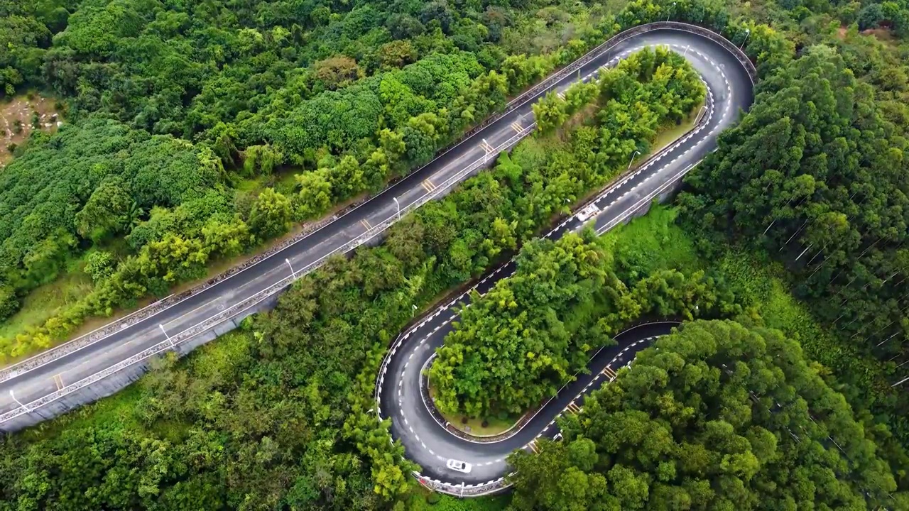 S型弯道盘山公路风景视频下载