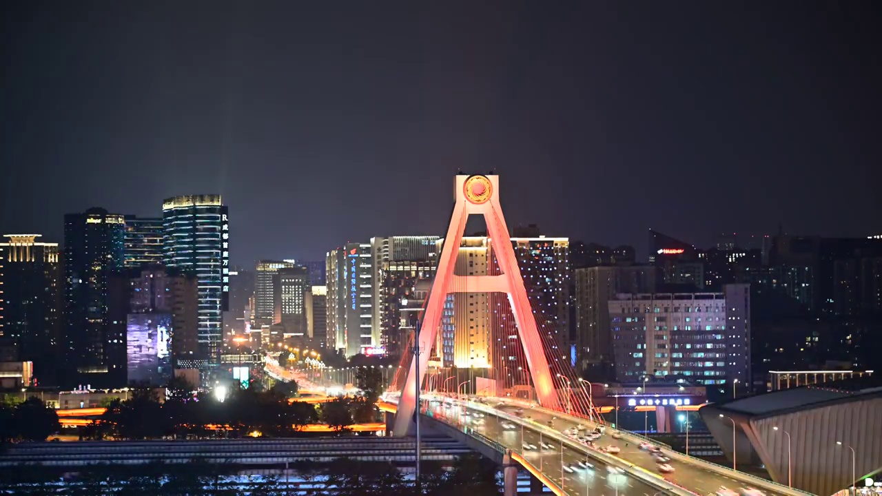 成都南站火车南站天府立交桥公路延时车流夜景视频素材