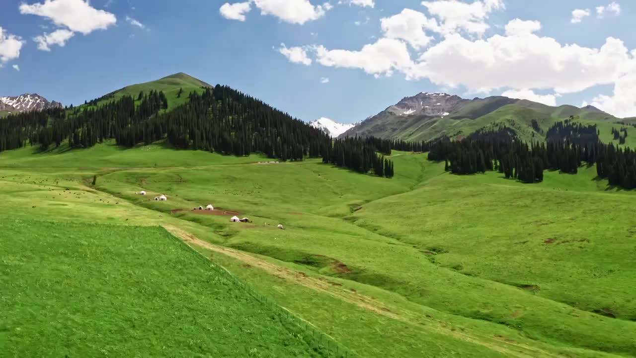 中国新疆伊犁那拉提草原自然风景视频素材