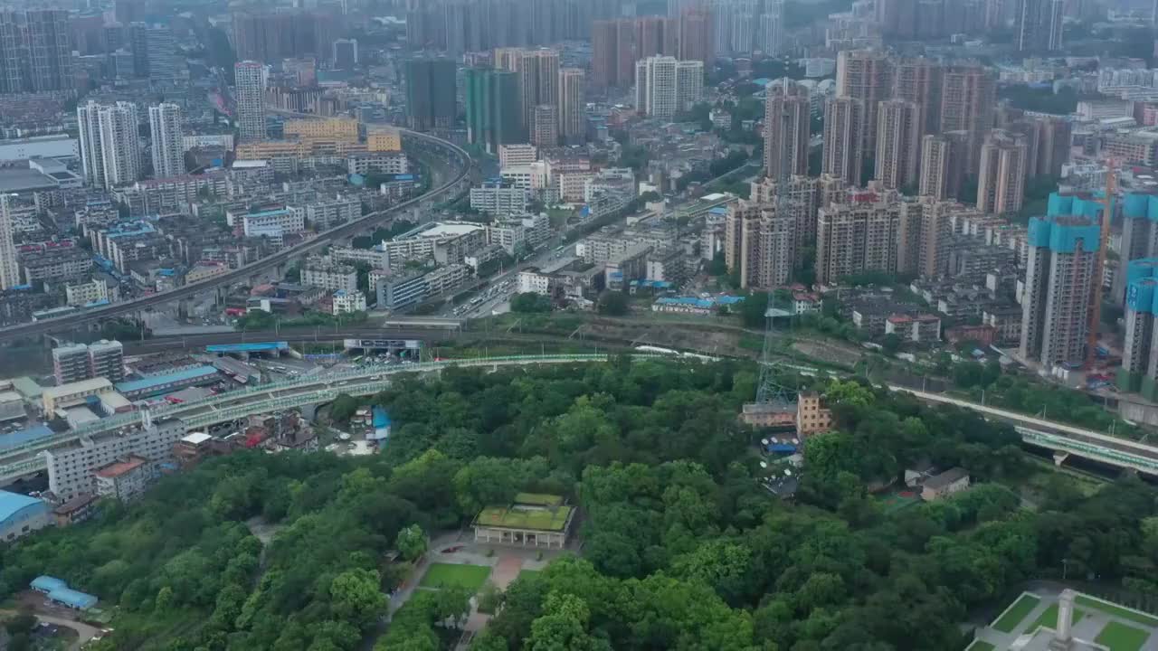 广西壮族自治区南宁市阴天航拍风光视频素材