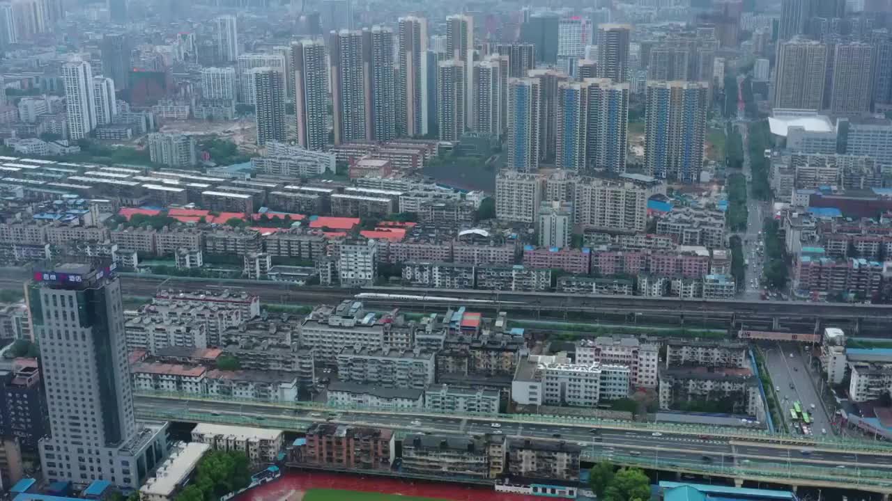 广西壮族自治区南宁市阴天航拍风光视频素材