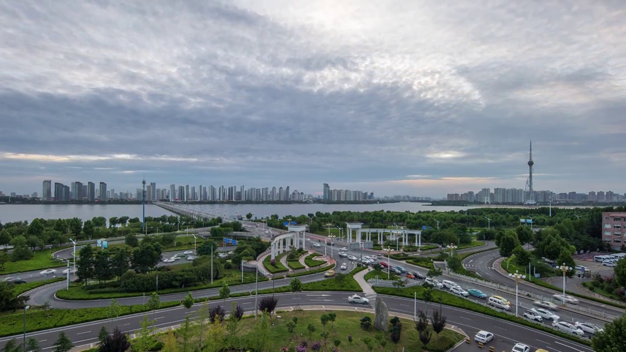 临沂市区城市风光日落晚霞视频素材