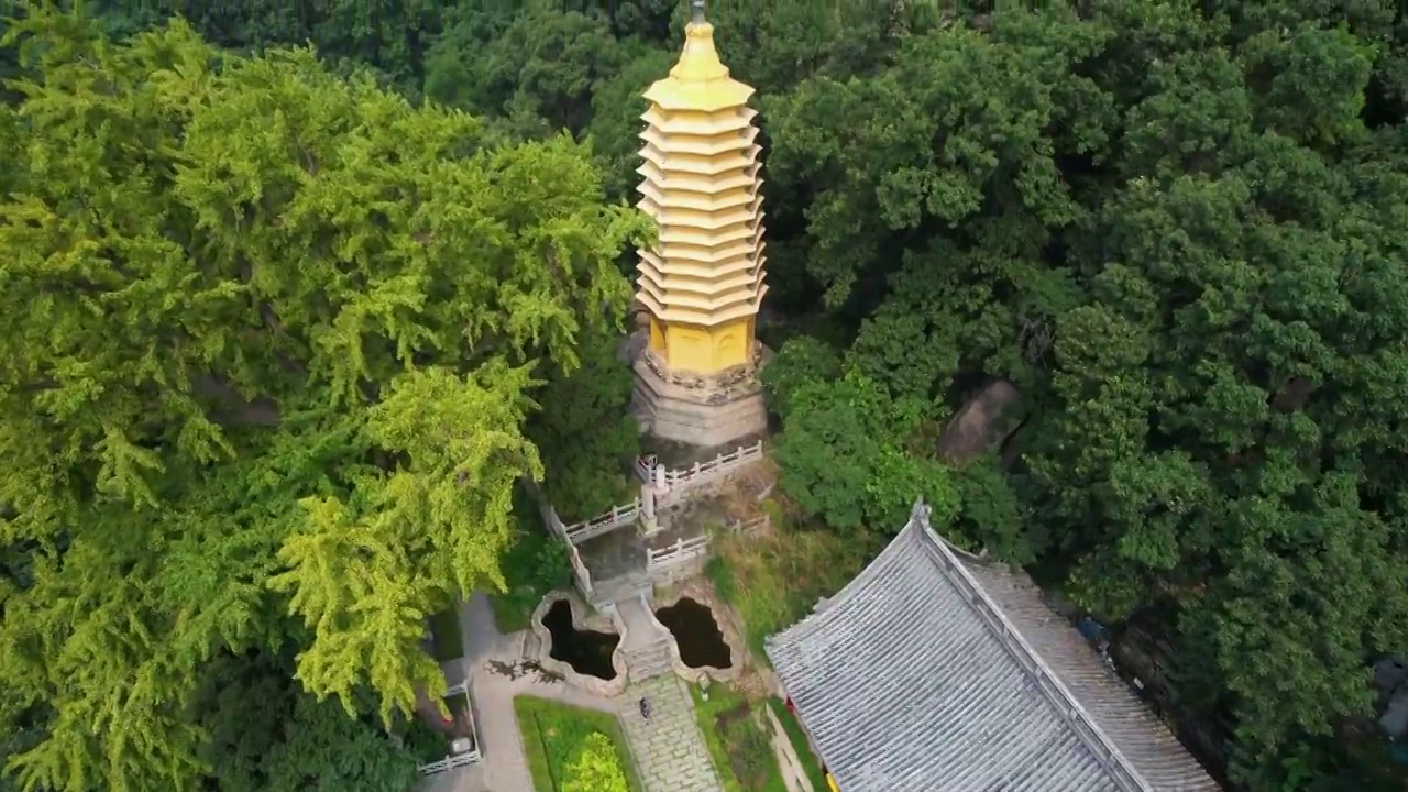 蓟州盘山天成寺航拍视频素材