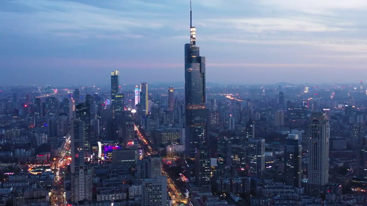 南京的城市风光夜景视频素材