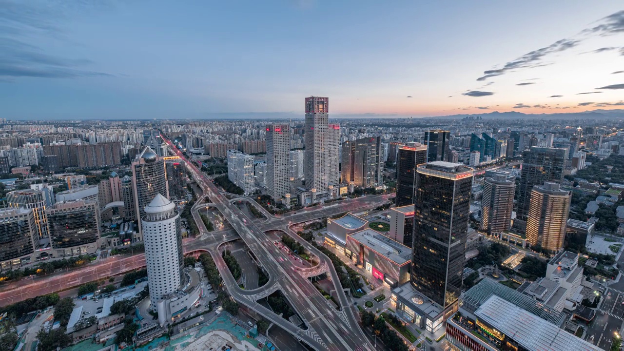 立秋，北京国贸城市风光水晶天延时视频素材