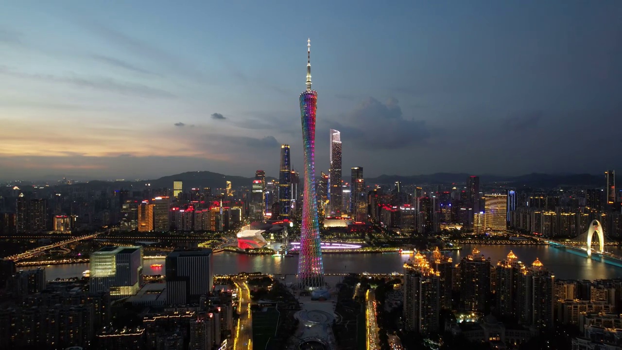 广州塔夜景视频素材画面2