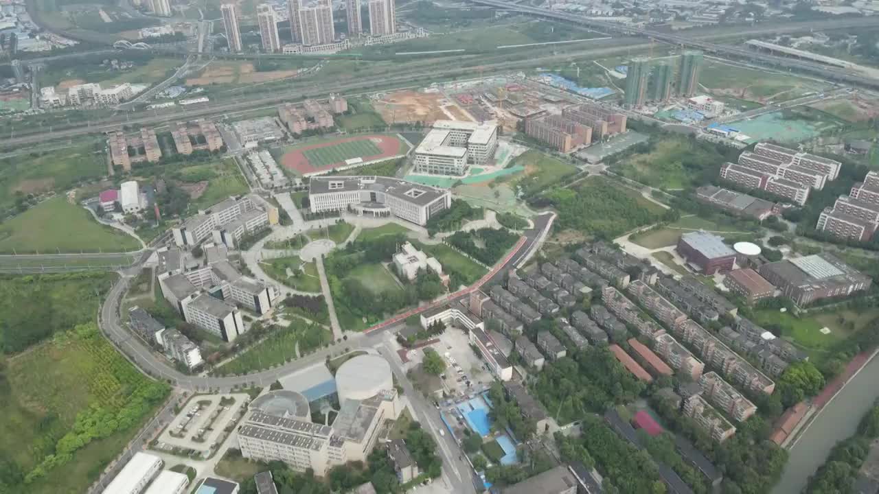 成都自然博物馆理工大学十里店航拍视频素材