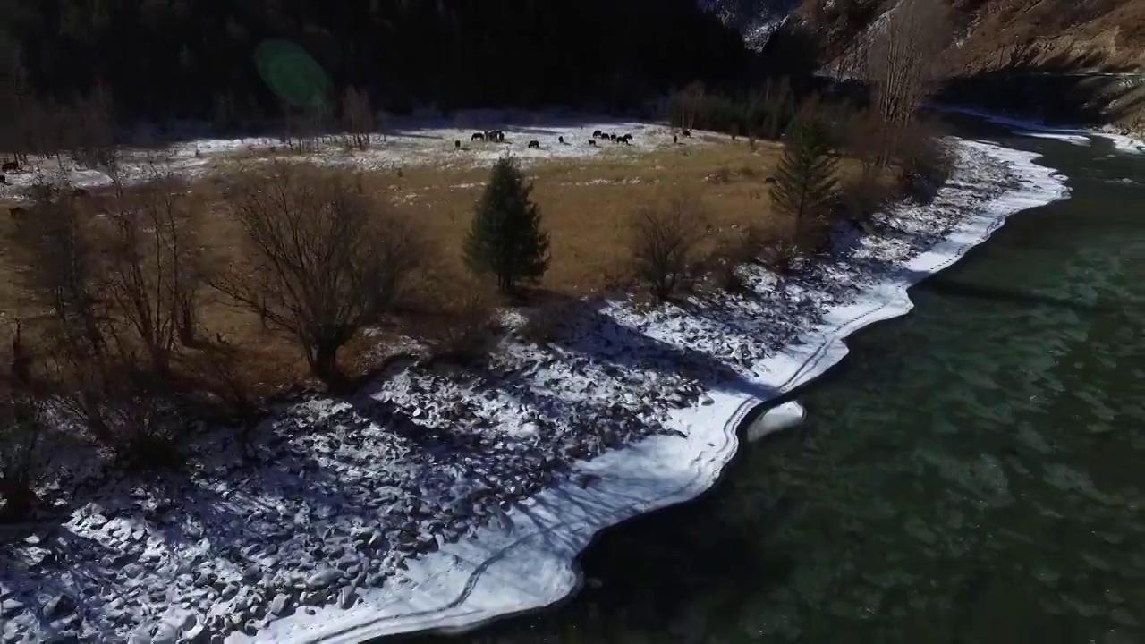 川西雪景航拍视频素材