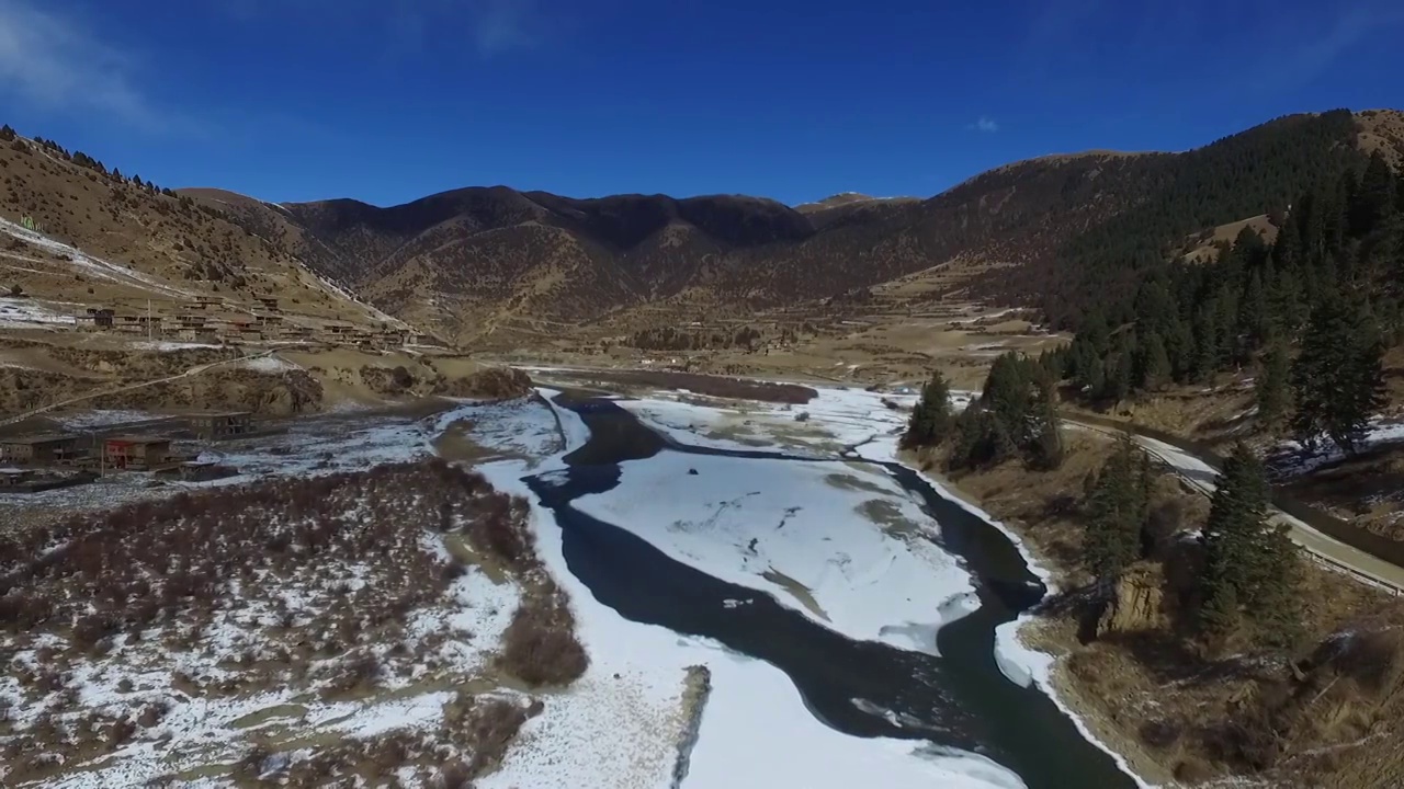 川西雪景航拍视频素材