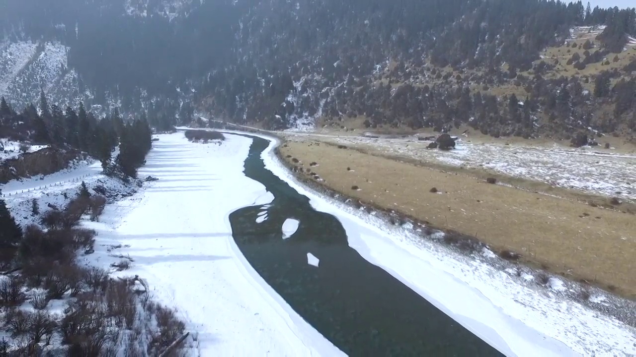 川西雪景航拍视频素材