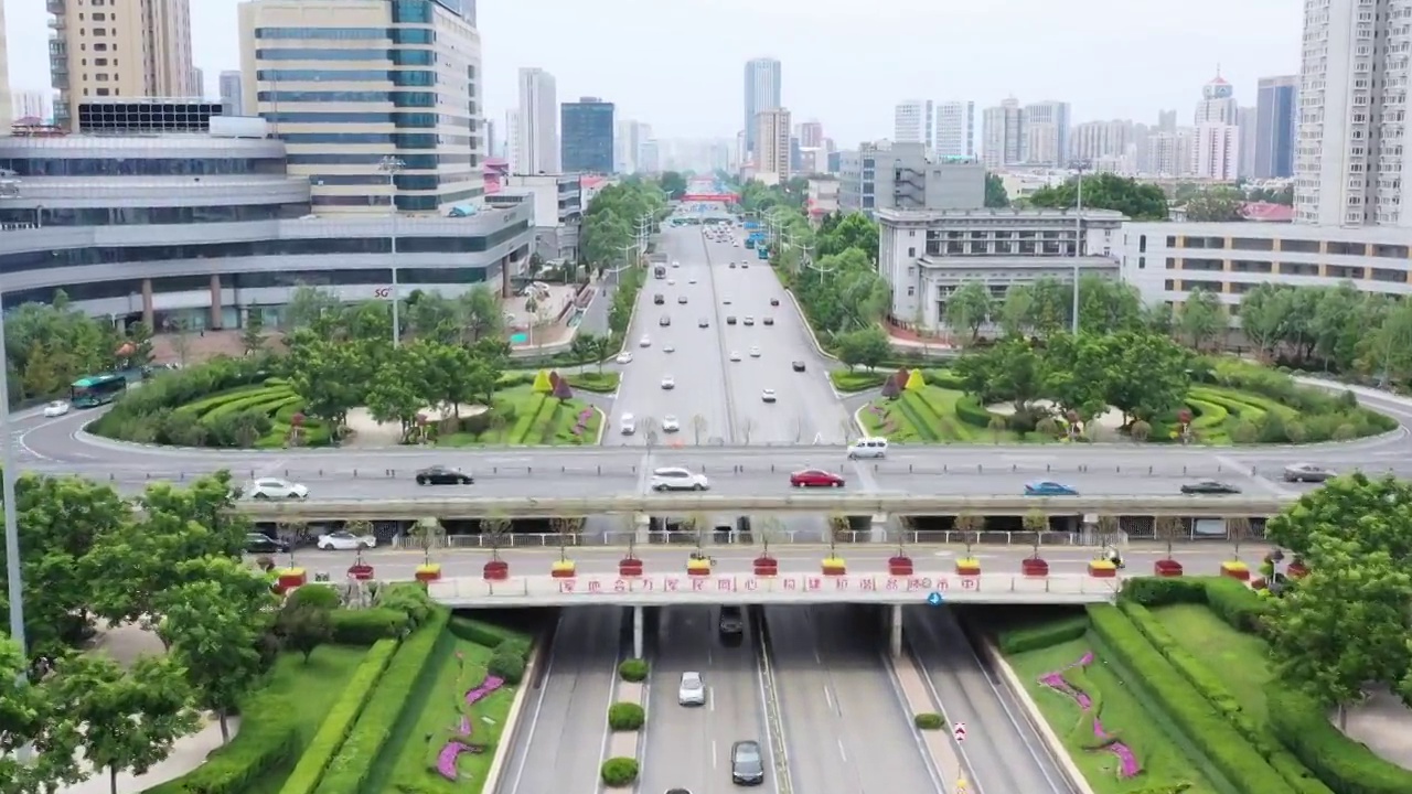 济南城市内的道路视频素材