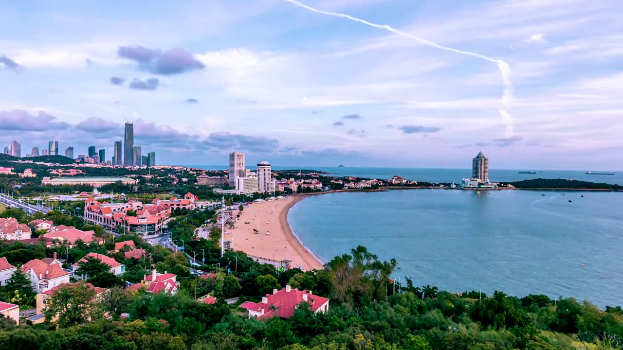 青岛汇泉湾全景视频素材