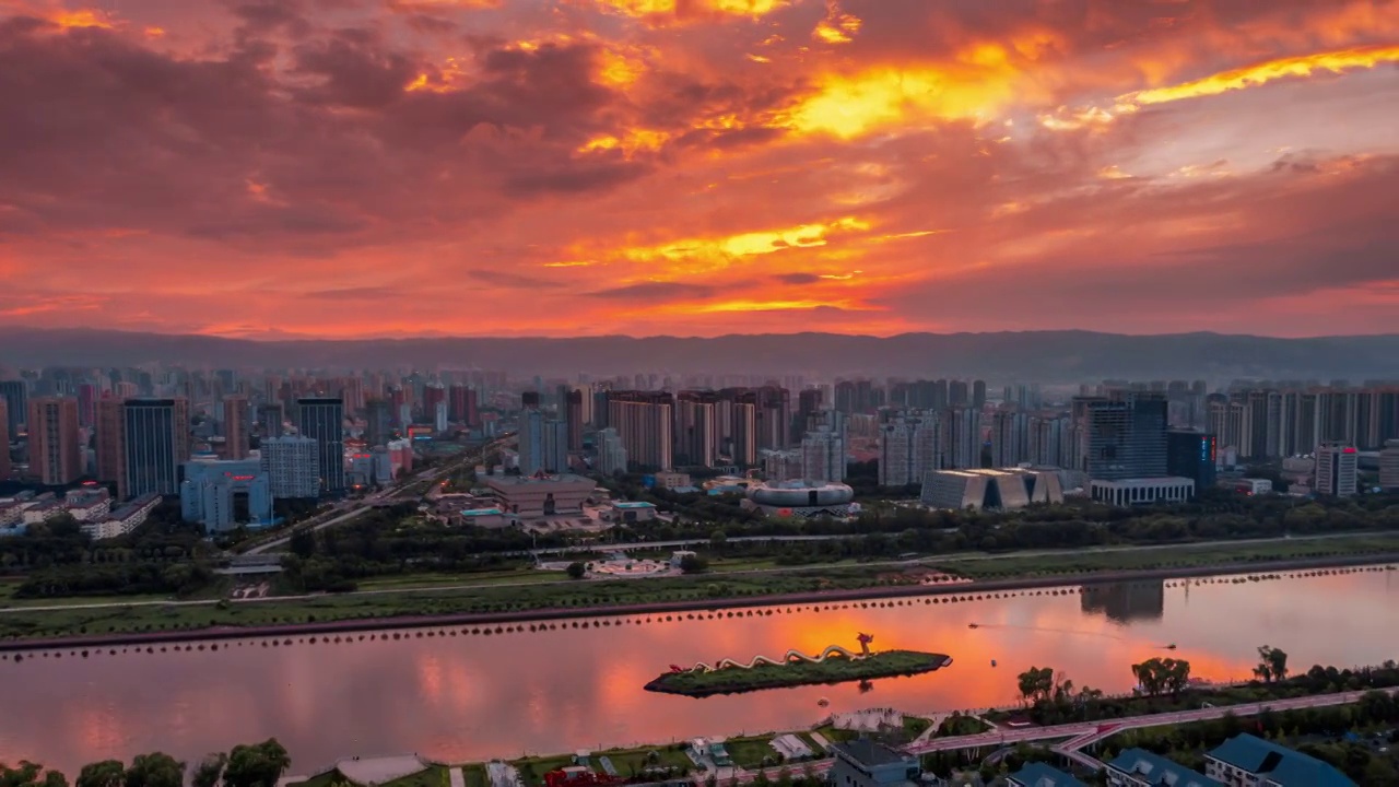 汾河公园,太原,山西地质博物馆,太原图书馆,山西博物院,龙视频素材