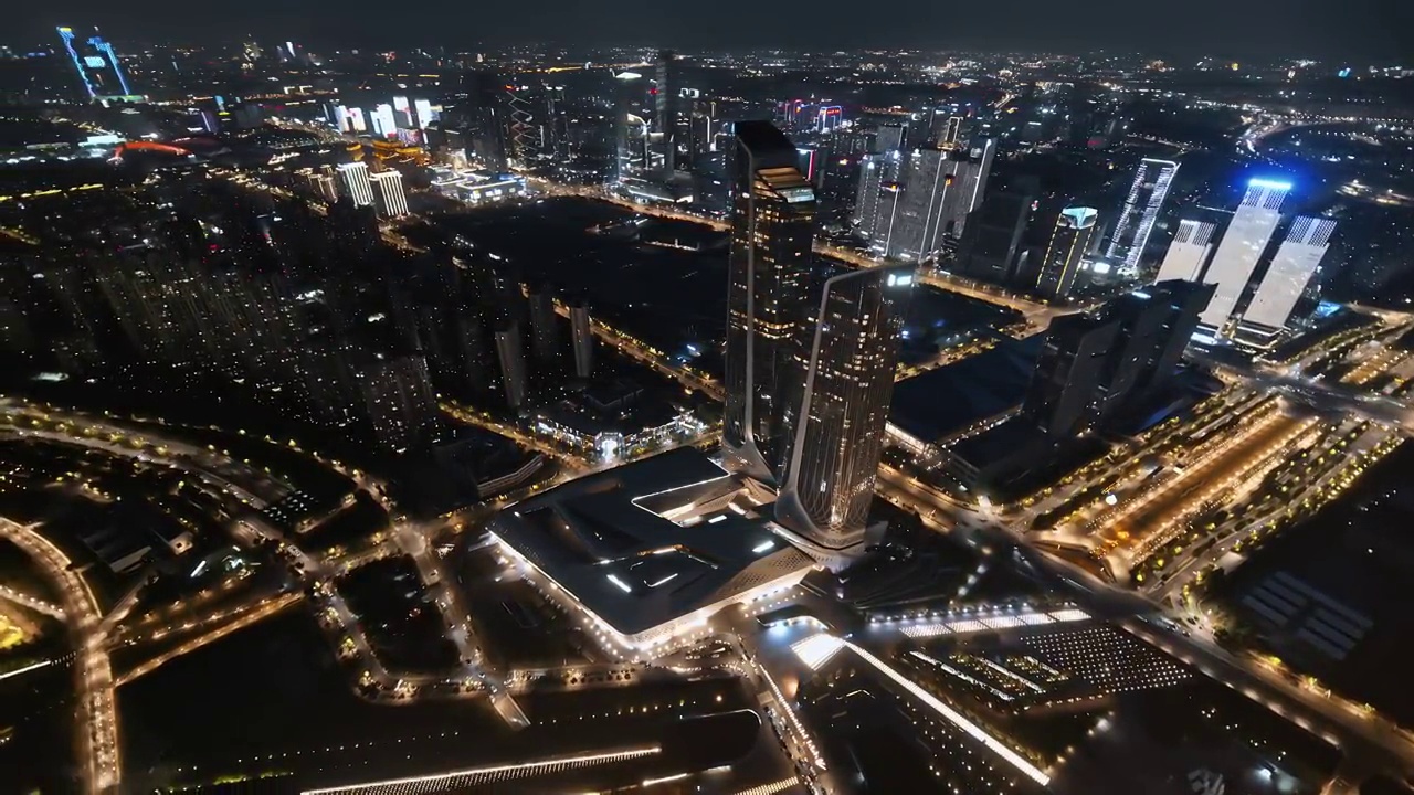 南京河西青奥保利大剧院南京眼夜景视频素材