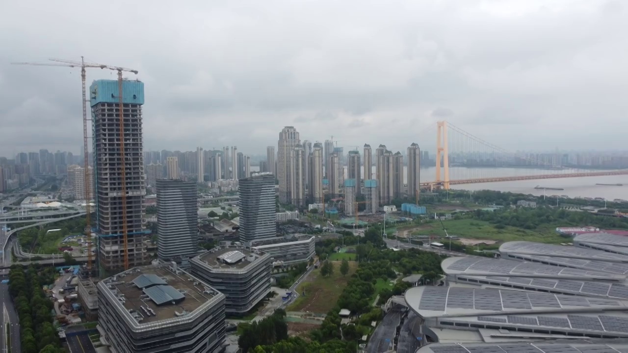 烟雨武汉长江视频素材