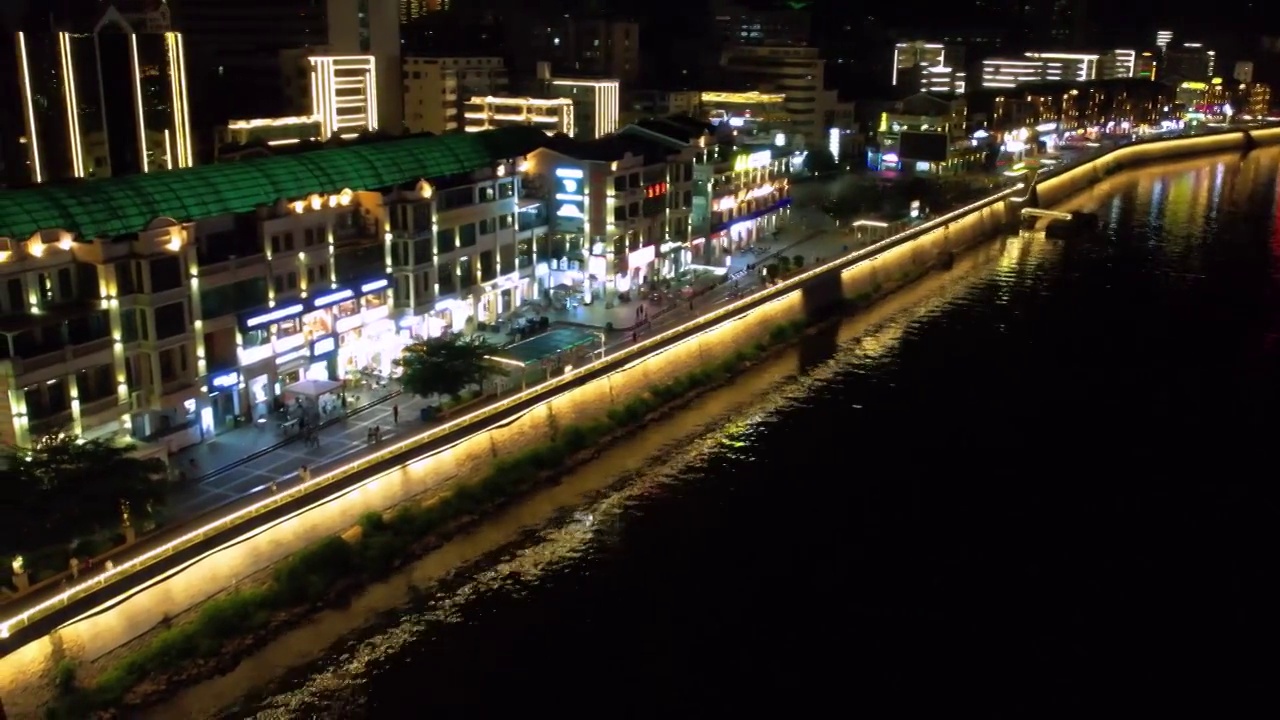 航拍韶关市区夜景航拍浈江夜景航拍风采楼夜景视频素材