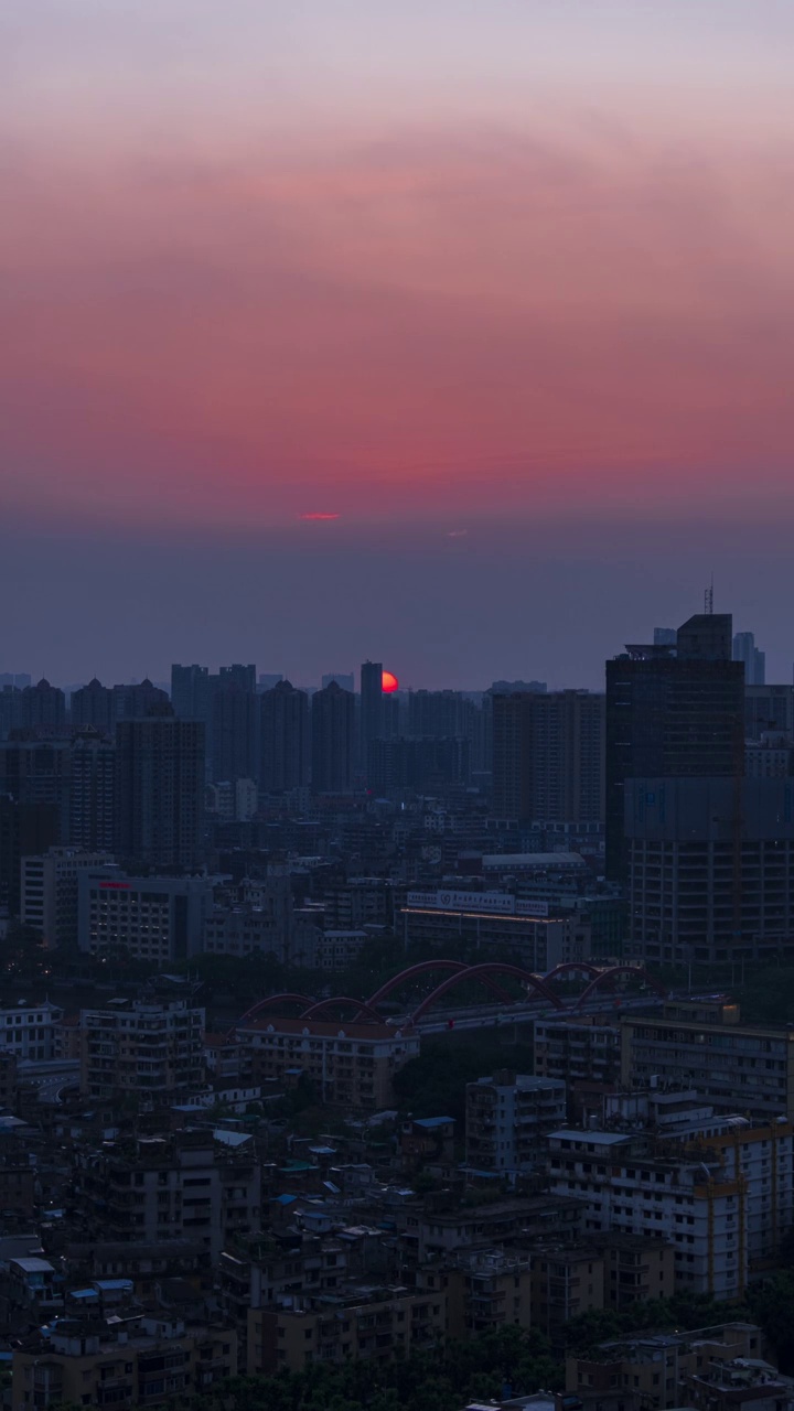 中国广州城市日落风光延时摄影视频素材