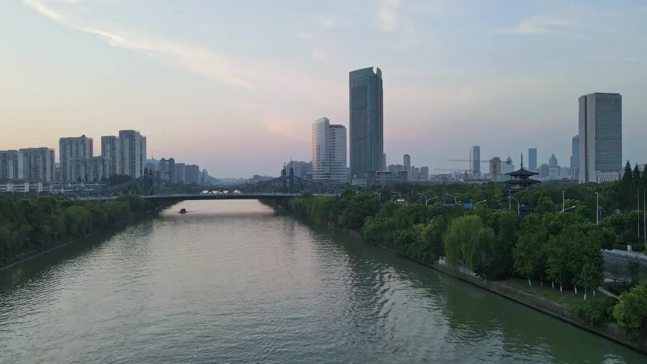 京杭大运河无锡段夜景视频素材