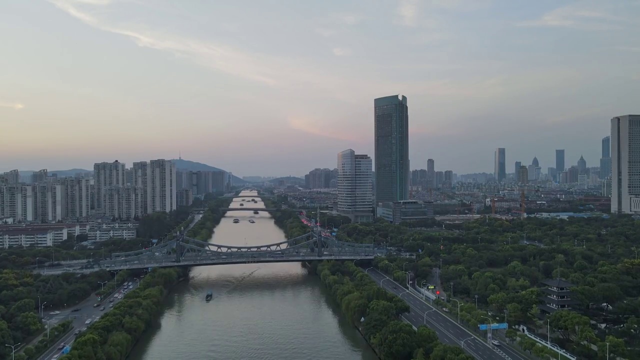 京杭大运河无锡段夜景视频素材