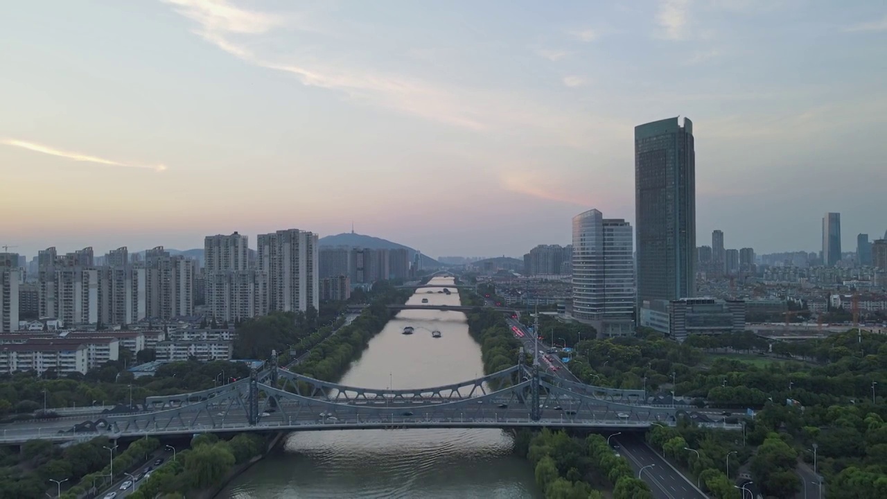 京杭大运河无锡段夜景视频素材