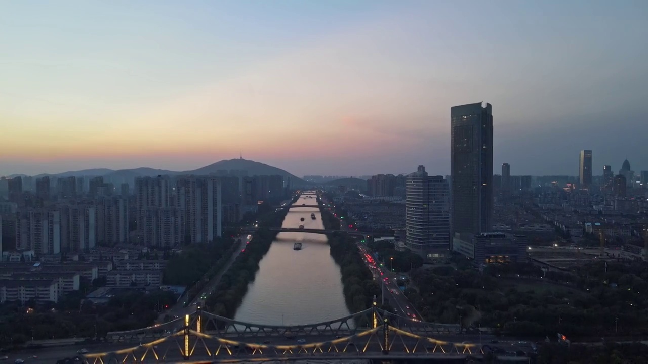 京杭大运河无锡段夜景视频素材