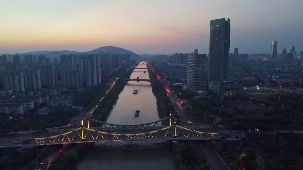 京杭大运河无锡段夜景视频素材